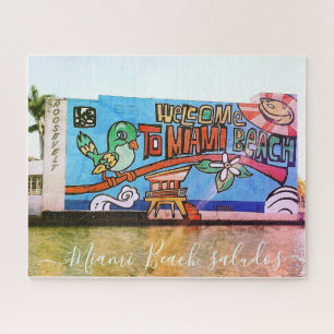 Personalize Custom MIAMI BEACH Vintage Art Deco Jigsaw Puzzle