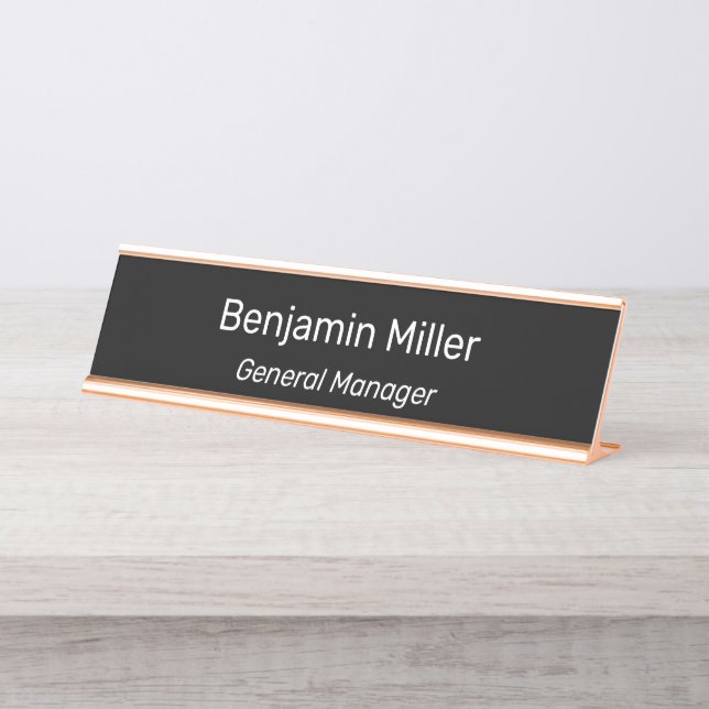 Personalize Custom Name Title Employee Office Gold Desk Name Plate (Front)