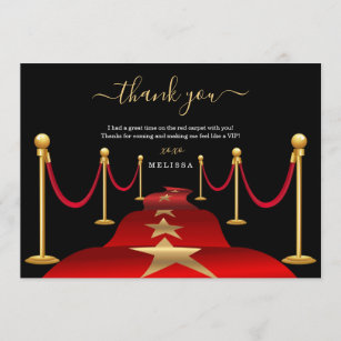 Personalize Custom Red Carpet Theme Thank You Card