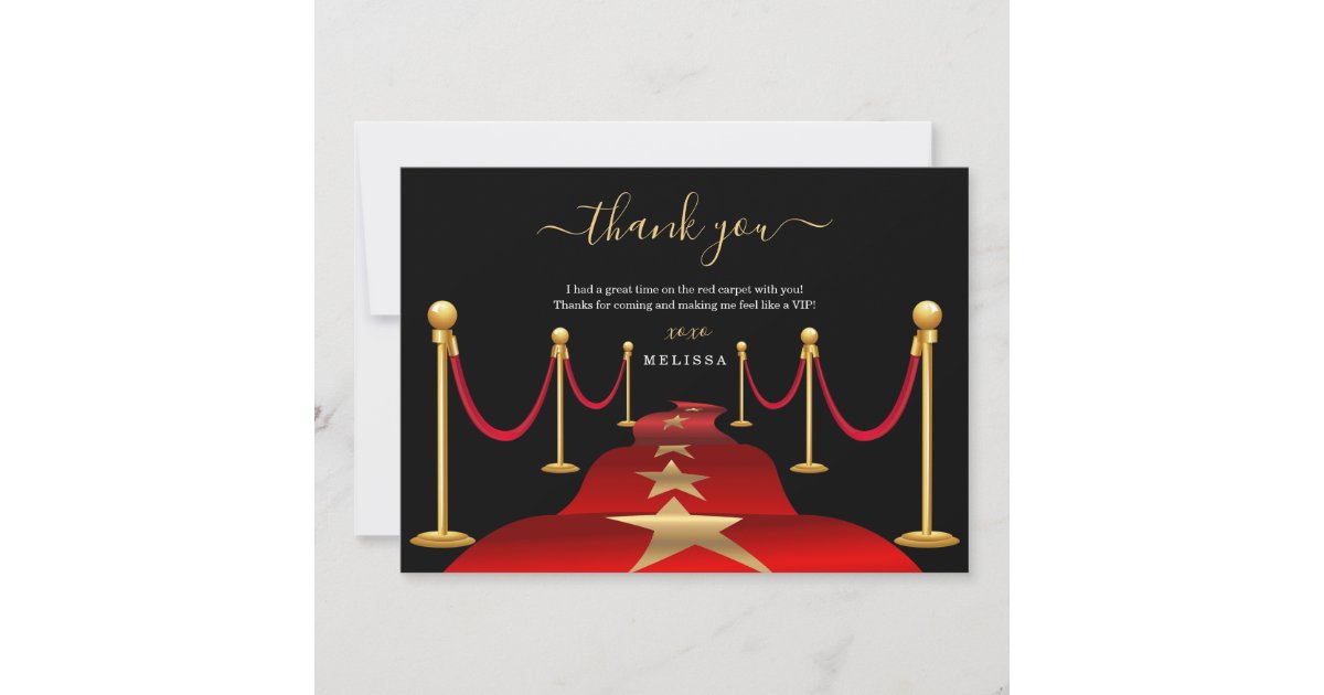 Vip Red Carpet Personalised Party Thank You Cards