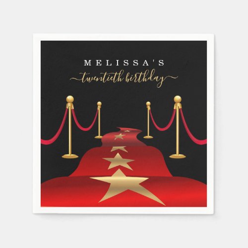 Personalize Custom Red Carpet Themed Party Napkins - The perfect napkins for your regal event.  Personalize the napkins for your occasion or delete the text if desired.