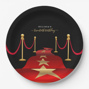 Personalize Custom Red Carpet Themed Party Paper Plates