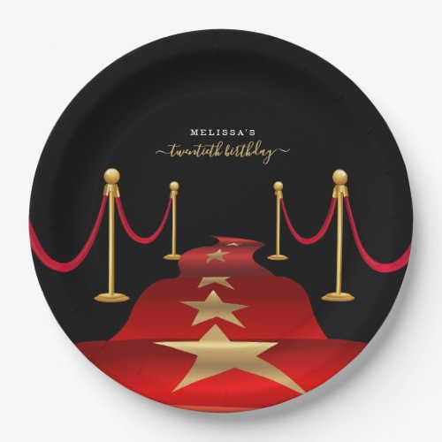 Personalize Custom Red Carpet Themed Party Paper Plates - The perfect paper plates for your regal event.  Personalize the plates for your occasion or delete the text if desired.