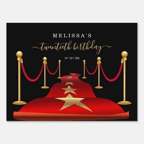 Personalize Custom Red Carpet Themed Party Sign - The perfect sign for your regal event that you can personalize for the honoree.