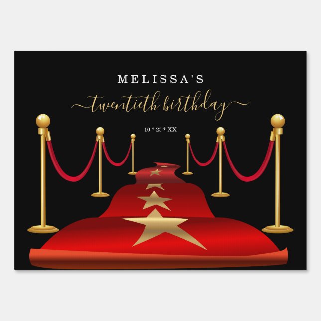 Personalize Custom Red Carpet Themed Party Sign (Front)