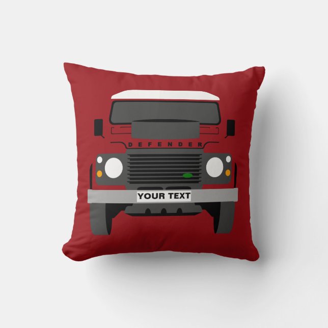 Personalize custom Red Land Rover Throw Pillow (Front)