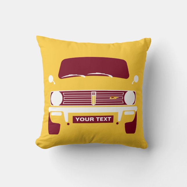 Personalize custom retro Classic Mini Club car Throw Pillow (Front)