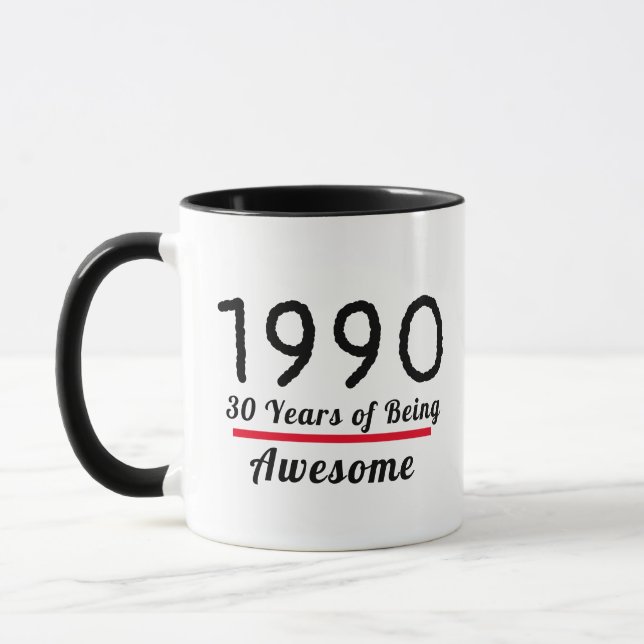 Personalize Custom Year Age Awesome Birthday Mug (Left)
