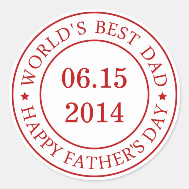 Personalize Customizable date - Happy Father's day Classic Round Sticker (Front)