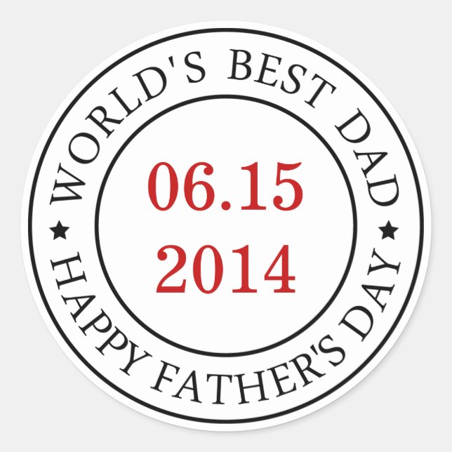 Personalize Customizable date - Happy Father's day Classic Round Sticker (Front)