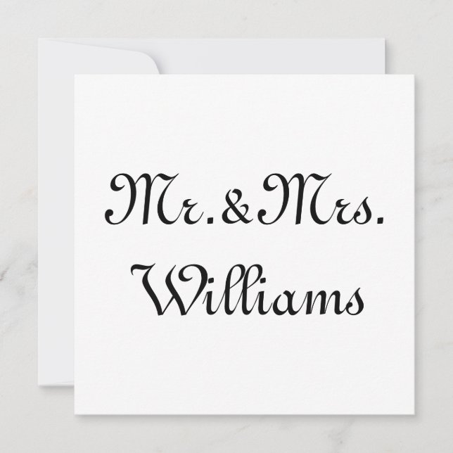 Personalize, Customize last Name Mr. & Mrs. card (Front)