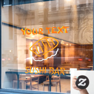 Personalize Customize Sushi Bar Faux Neon Window Cling