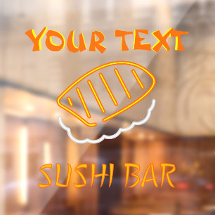 Personalize Customize Sushi Bar Faux Neon Window Cling