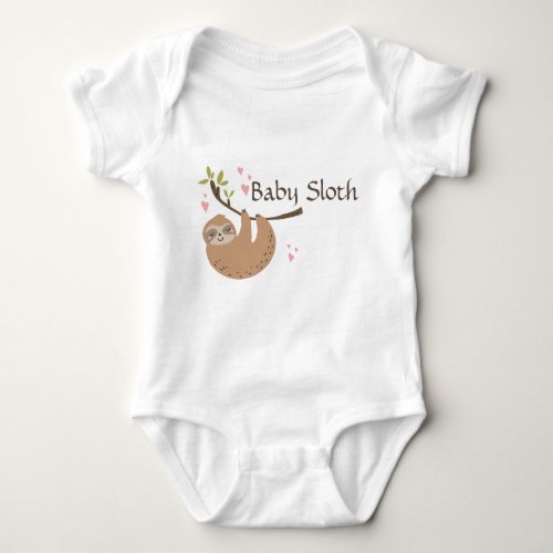 Personalize Cute Baby Sloth Bodysuit