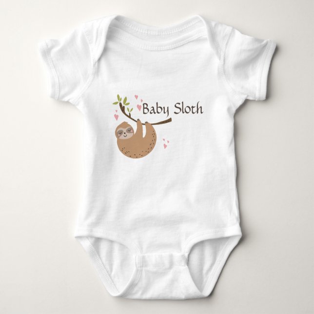 Personalize Cute Baby Sloth Bodysuit (Front)
