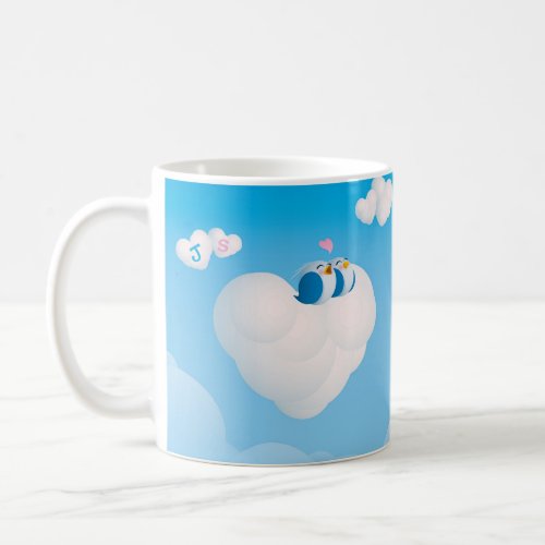 Personalize Cute Birds Tweet_Heart Valentines  Coffee Mug