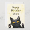 Personalize Cute Black Cat Happy Birthday Card | Zazzle