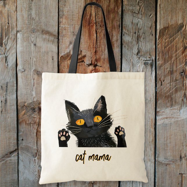 Personalize Cute Black Cat Mama Tote Bag (Personalize Cute Black Cat Mama Tote Bag)