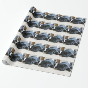 Personalize cute black Pug Puppy accessories name Wrapping Paper
