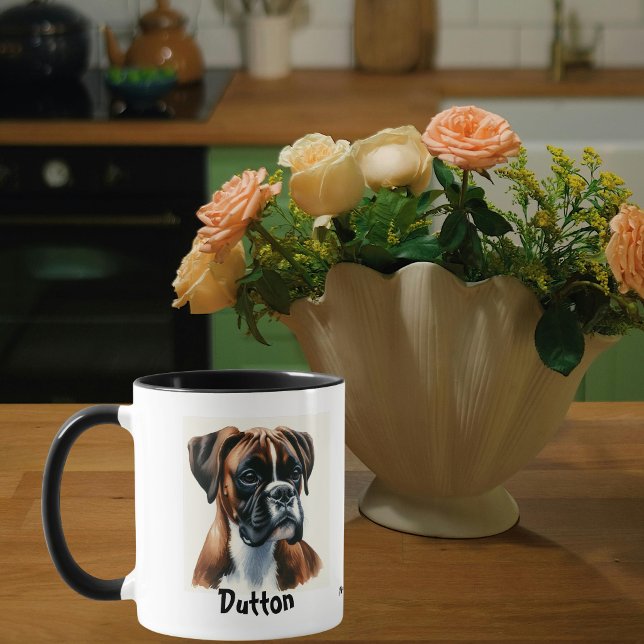 Personalize /Cute Boxer Watercolor Portriat Mug (Creator Uploaded)