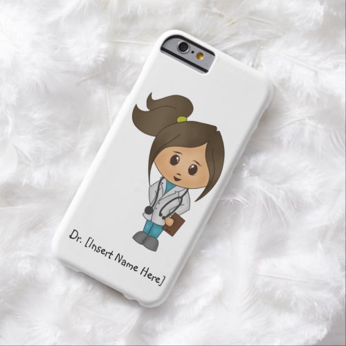 Personalize Cute Brunette Female Doctor iPhone 6 Barely There iPhone 6 Case