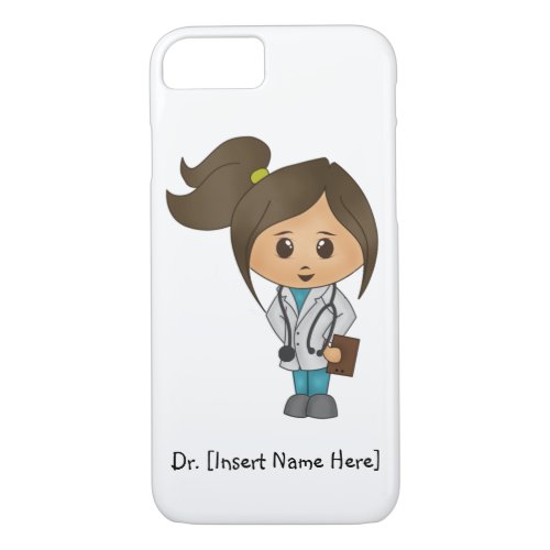Personalize Cute Brunette Female Doctor iPhone 7 iPhone 87 Case