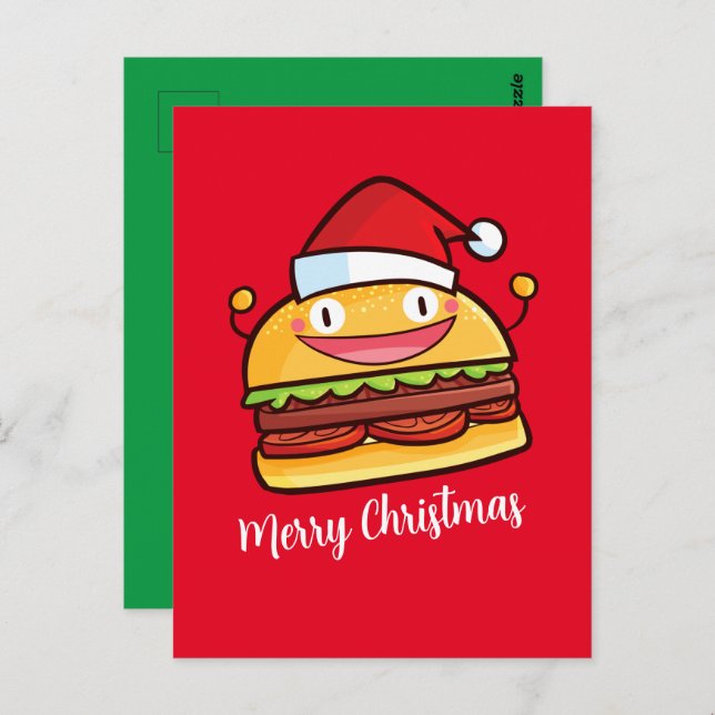 Personalize Cute Christmas Hamburger Postcard (Front/Back)