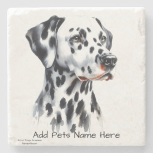 Personalize Cute Dalmatian Stone Coaster