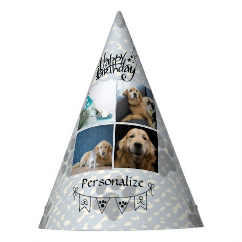 Personalize Cute Dog Photo Happy Birthday Party Hat