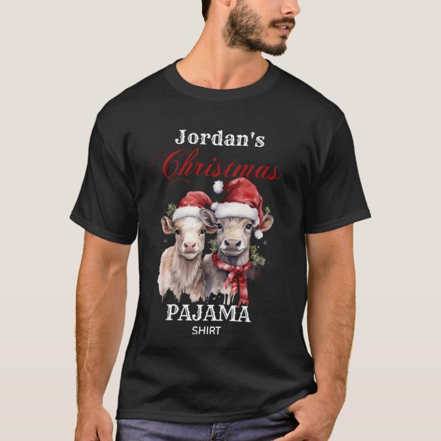 Personalize Cute Farm Xmas Pajama Family Shirt  (Front)