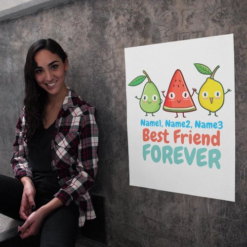 Personalize Cute Fruits BFF Poster