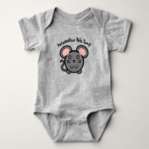 PERSONALIZE Cute Gray Mousie T-Shirt Baby Bodysuit