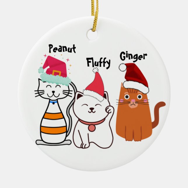 Personalize Cute Kitty Cat Family  Ceramic Ornament (Front)