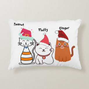 Personalize Cute Kitty Cat Family Christmas Accent Pillow