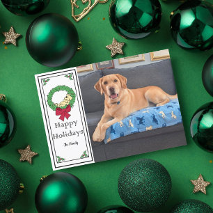 Personalize Cute Lab Puppy Photo Flat Holiday Card