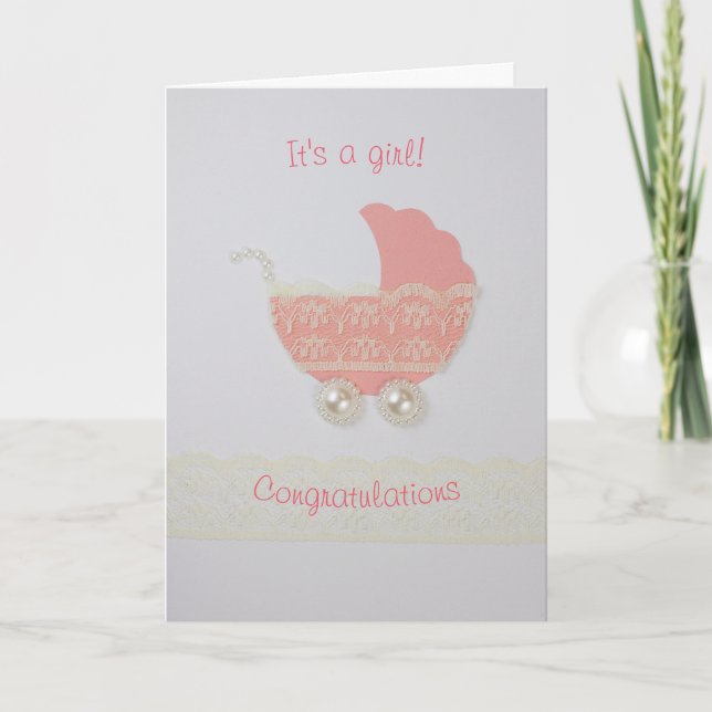 Personalize Cute lace Baby stroller Card (Front)