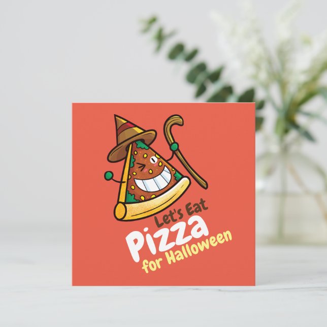 Personalize Cute Let's Eat Pizza Invitation (Standing Front)