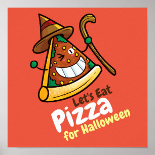 Personalize Cute Let's Eat Pizza Poster