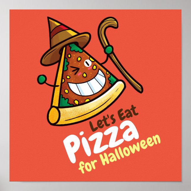 Personalize Cute Let's Eat Pizza Poster (Front)