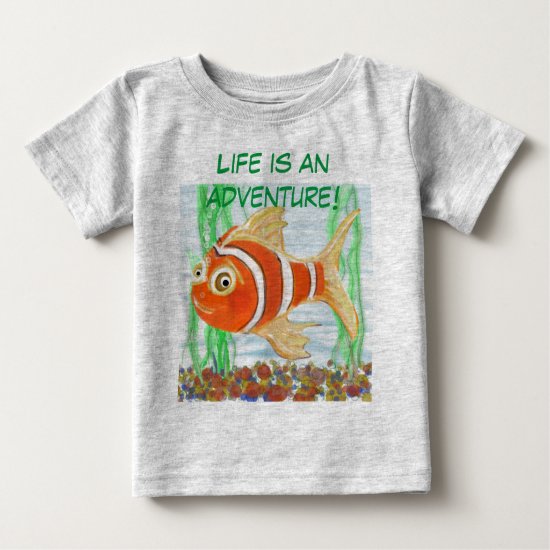Personalize Cute Little Fishie Swimming In A Pool Baby T-Shirt