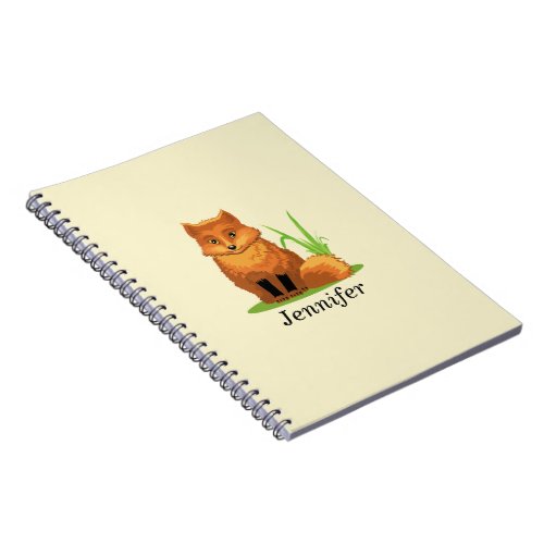 Personalize Cute Little Fox Back to School Notebook