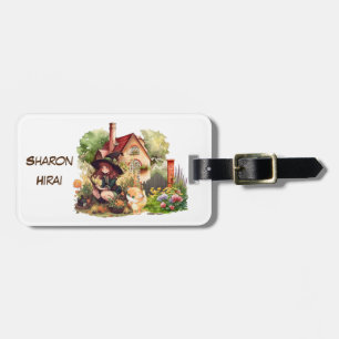 Personalize   Cute Little Witch And Fox Luggage Tag