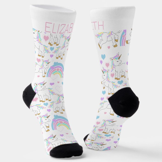 Personalize Cute Magical Unicorn Socks (Angled)