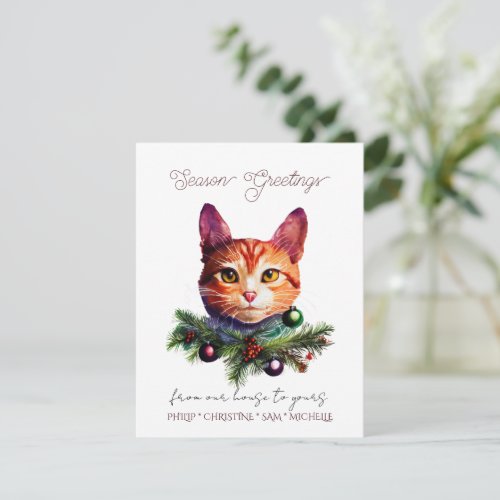 Personalize Cute Orange Cat Christmas