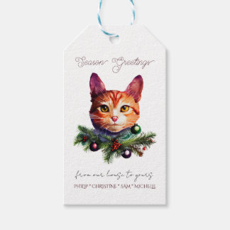 Personalize Cute Orange Cat Christmas Gift Tags