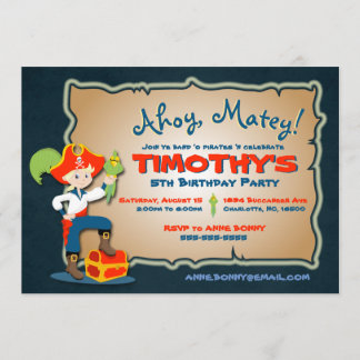 Personalize Cute Pirate Birthday Invitation