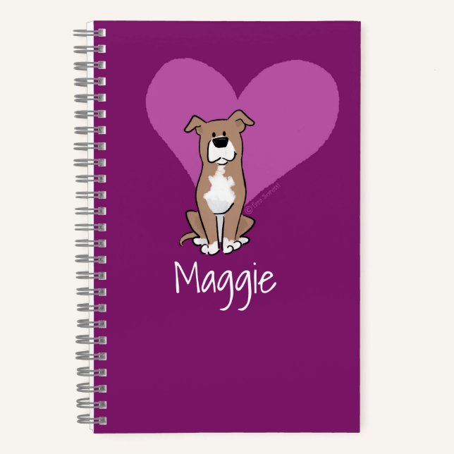 Personalize Cute Staffy Lab Dog Heart Spiral Notebook (Front)