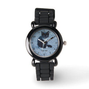 Personalize cute Tuxedo kitten  Watch