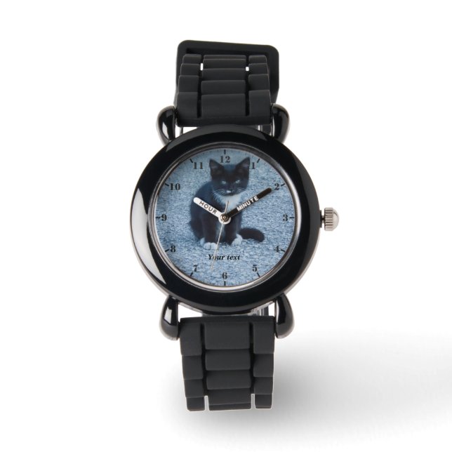Personalize cute Tuxedo kitten  Watch (Front)