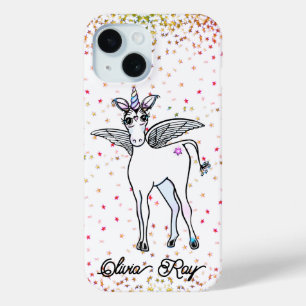 Personalize cute Unicorn glitter  iPhone 15 Case